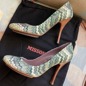 MISSONI Green Chevron Heels